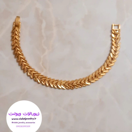 دستبند زنانه طرح گندمی طلایی